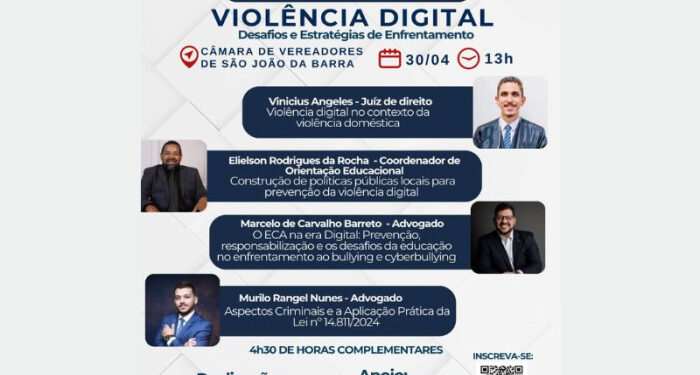 Legislativo Sanjoanense vai sediar seminário sobre Violência Digital, nesta quinta (30)